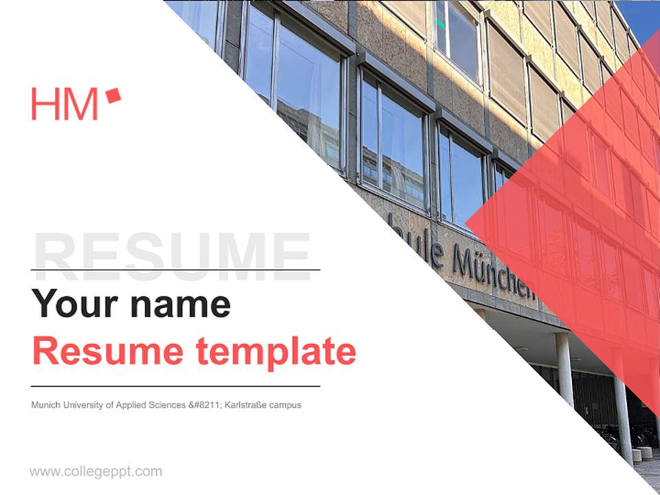 Munich University of Applied Sciences – Karlstraße campus Resume PPT Template4:3 ratio PPT effect preview image5