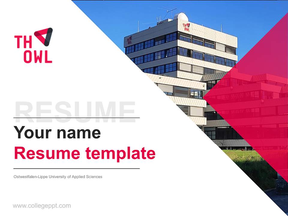 Ostwestfalen-Lippe University of Applied Sciences Resume PPT Template4:3 ratio PPT effect preview image5