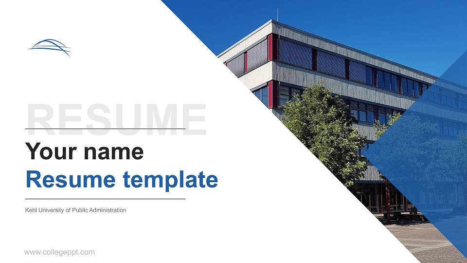Kehl University of Public Administration Resume PPT Template16:9 ratio PPT effect preview image