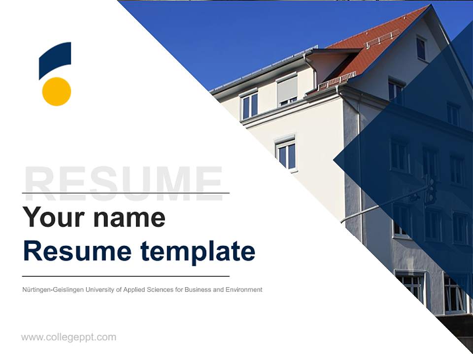 Nürtingen-Geislingen University of Applied Sciences for Business and Environment Resume PPT Template4:3 ratio PPT effect preview image5