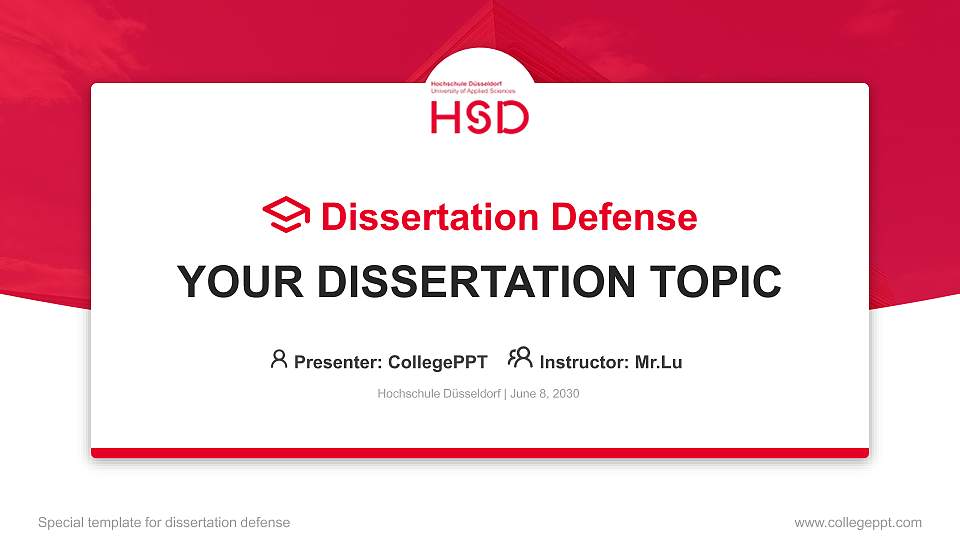 Hochschule Düsseldorf Graduation Thesis Defense PPT Template16:9 ratio PPT effect preview image1