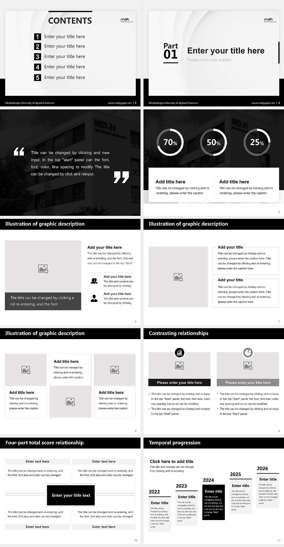 Mediadesign University of Applied Sciences Thesis Proposal/Graduation Defense PPT Template4:3 ratio PPT effect preview image2