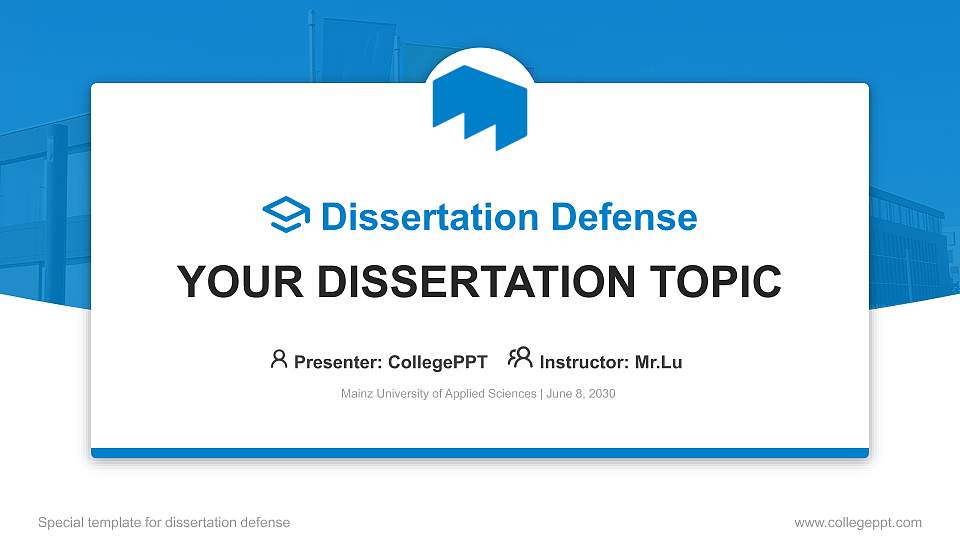 Mainz University of Applied Sciences Graduation Thesis Defense PPT Template16:9 ratio PPT effect preview image