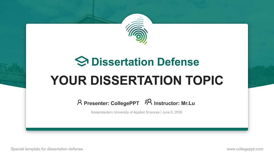Kaiserslautern University of Applied Sciences Graduation Thesis Defense PPT Template16:9 ratio PPT effect preview image