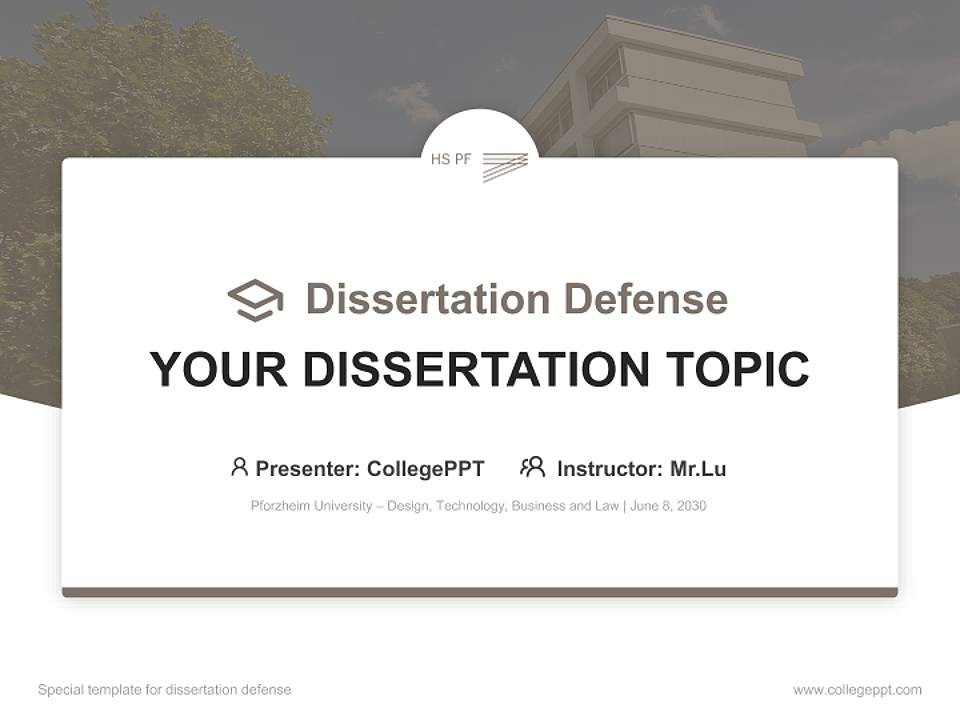 Pforzheim University – Design, Technology, Business and Law Graduation Thesis Defense PPT Template4:3 ratio PPT effect preview image7