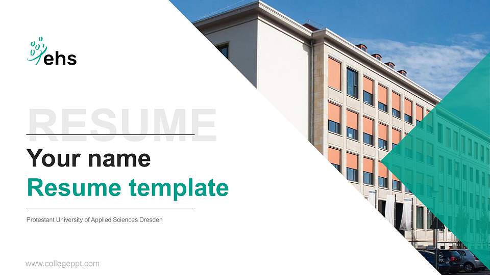 Protestant University of Applied Sciences Dresden Resume PPT Template16:9 ratio PPT effect preview image