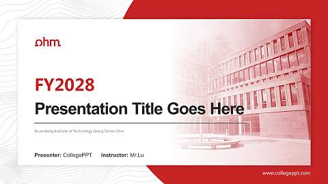 Nuremberg Institute of Technology Georg Simon Ohm Academic Presentation/Research Findings Report PPT Template