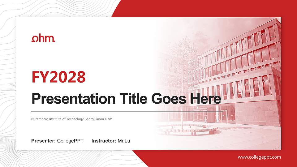 Nuremberg Institute of Technology Georg Simon Ohm Academic Presentation/Research Findings Report PPT Template16:9 ratio PPT effect preview image