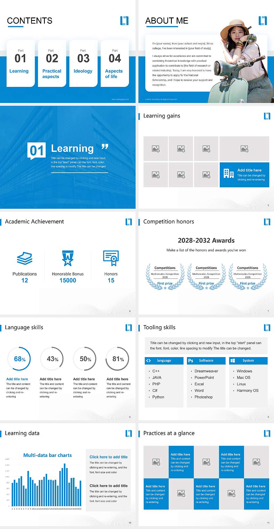 Leibniz University of Applied Sciences National Scholarship Defense PPT Template4:3 ratio PPT effect preview image2