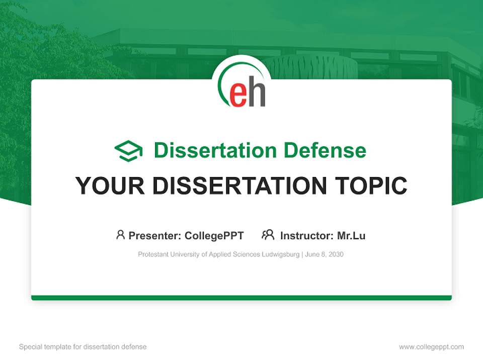Protestant University of Applied Sciences Ludwigsburg Graduation Thesis Defense PPT Template4:3 ratio PPT effect preview image7
