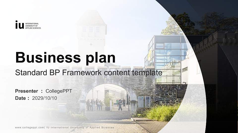 IU International University of Applied Sciences Competition/Entrepreneurship Contest PPT Template16:9 ratio PPT effect preview image