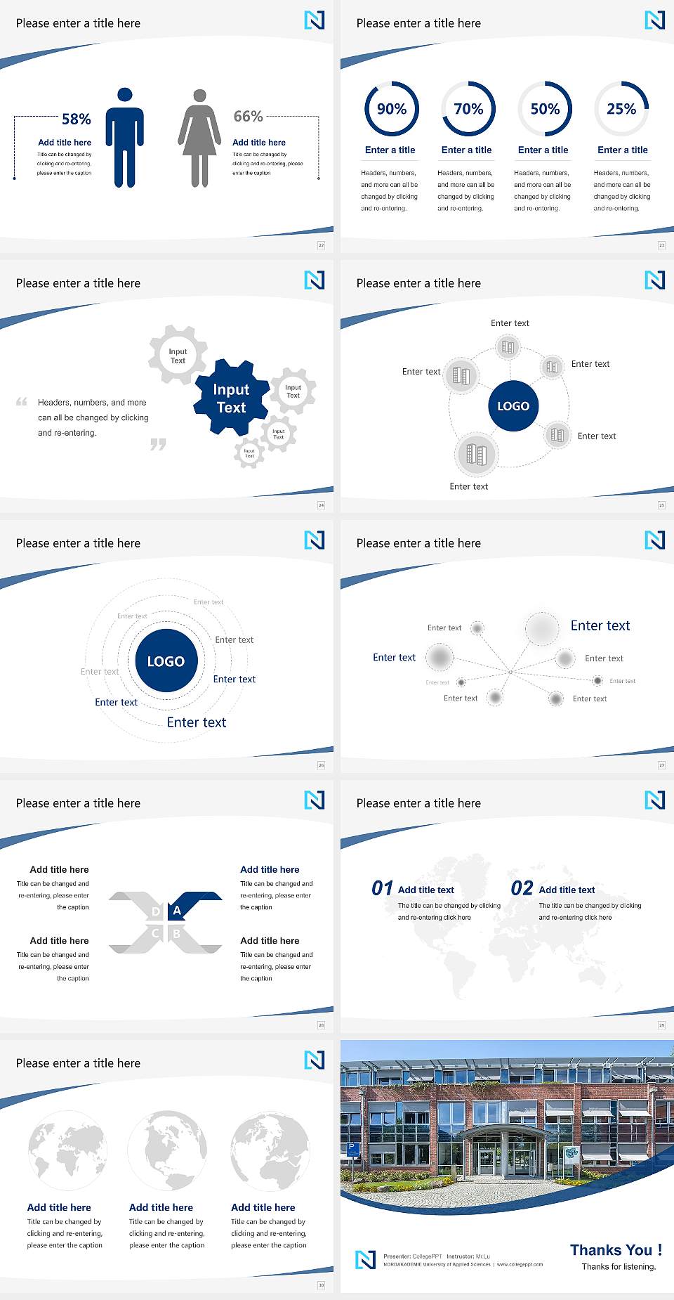 NORDAKADEMIE University of Applied Sciences Course/Courseware Creation PPT Template4:3 ratio PPT effect preview image4
