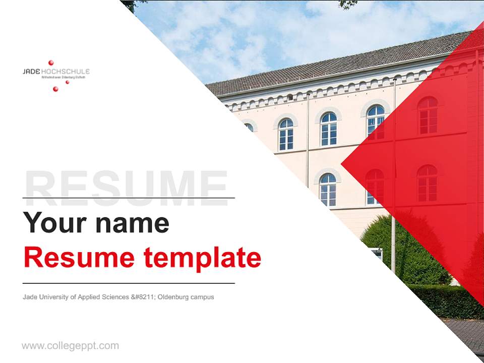 Jade University of Applied Sciences – Oldenburg campus Resume PPT Template4:3 ratio PPT effect preview image5