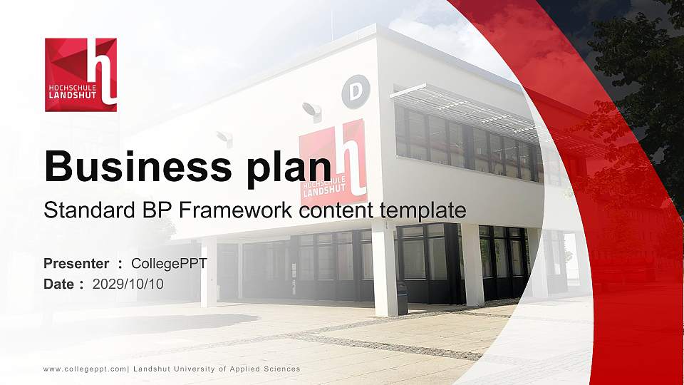 Landshut University of Applied Sciences Competition/Entrepreneurship Contest PPT Template16:9 ratio PPT effect preview image