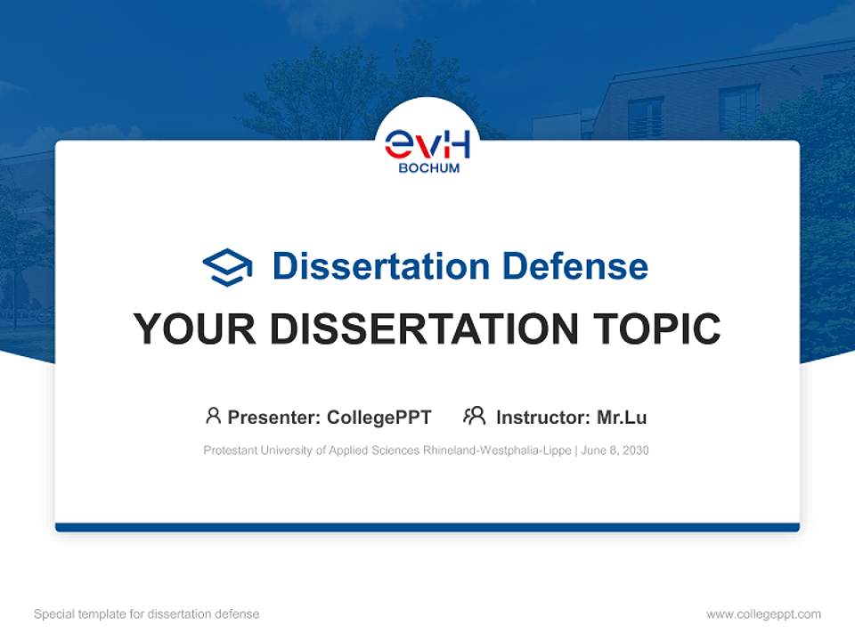 Protestant University of Applied Sciences Rhineland-Westphalia-Lippe Graduation Thesis Defense PPT Template4:3 ratio PPT effect preview image7