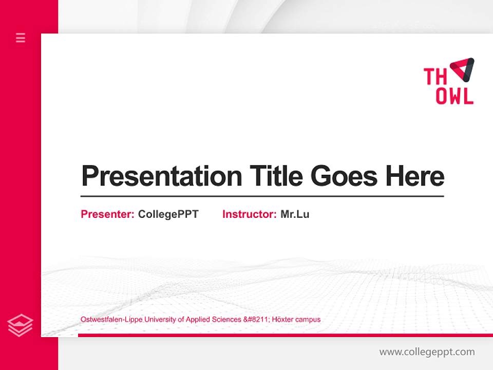Ostwestfalen-Lippe University of Applied Sciences – Höxter campus Thesis Proposal/Graduation Defense PPT Template4:3 ratio PPT effect preview image5