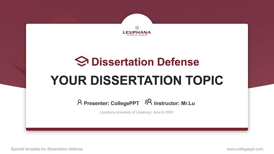 Leuphana University of Lüneburg Graduation Thesis Defense PPT Template16:9 ratio PPT effect preview image1