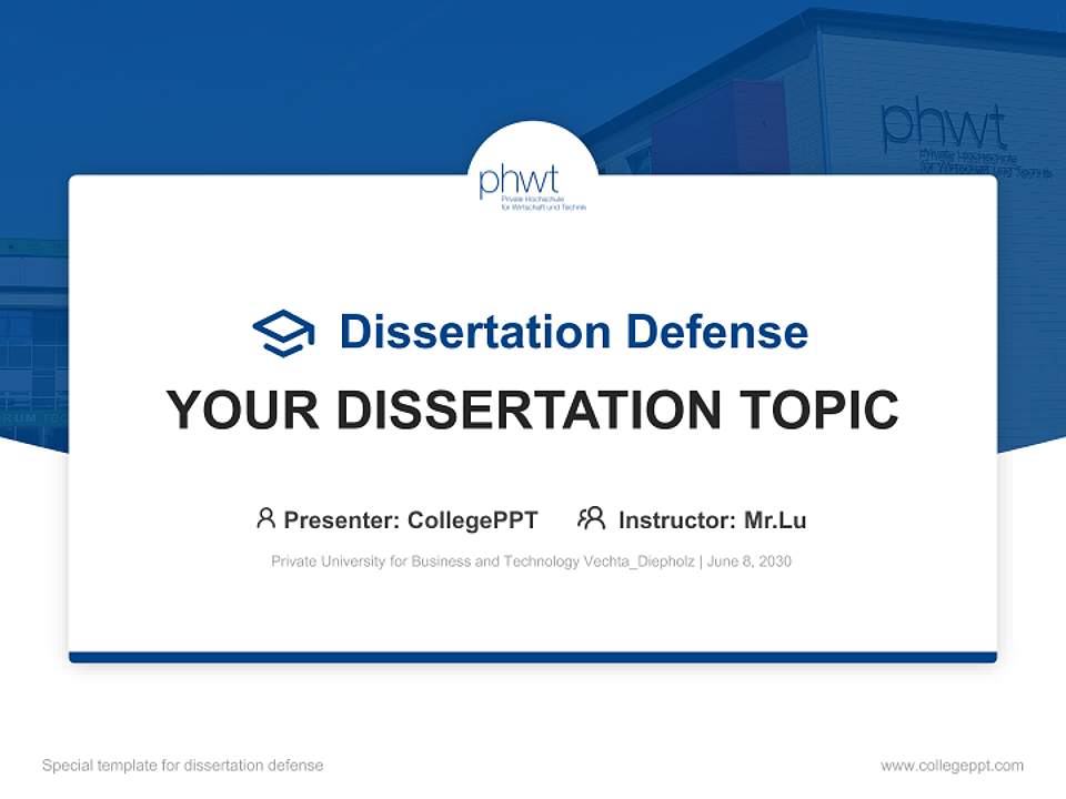 Private University for Business and Technology Vechta_Diepholz Graduation Thesis Defense PPT Template4:3 ratio PPT effect preview image7