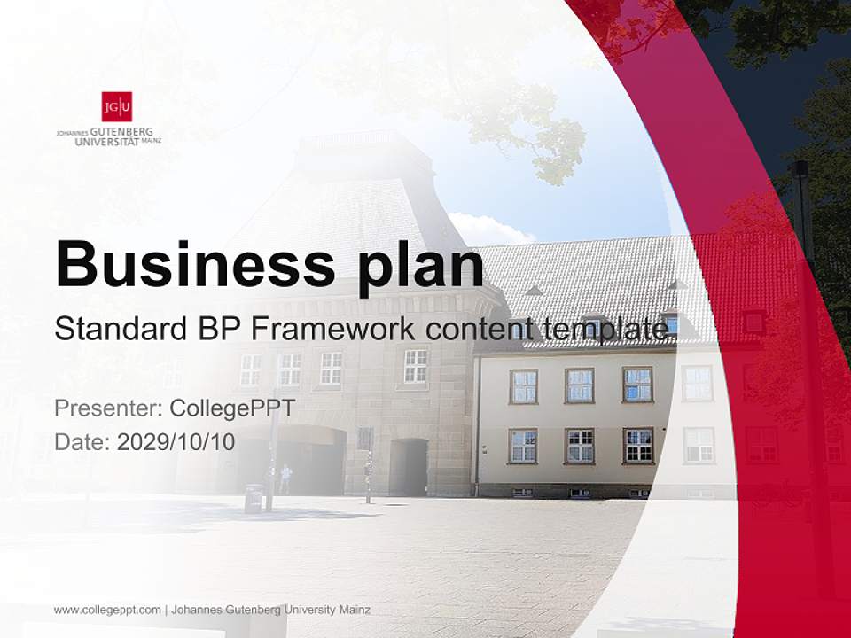 Johannes Gutenberg University Mainz Competition/Entrepreneurship Contest PPT Template4:3 ratio PPT effect preview image9