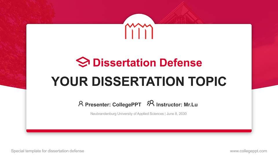 Neubrandenburg University of Applied Sciences Graduation Thesis Defense PPT Template16:9 ratio PPT effect preview image