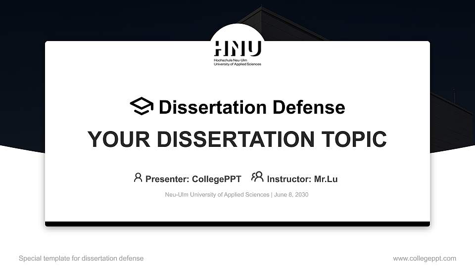 Neu-Ulm University of Applied Sciences Graduation Thesis Defense PPT Template16:9 ratio PPT effect preview image