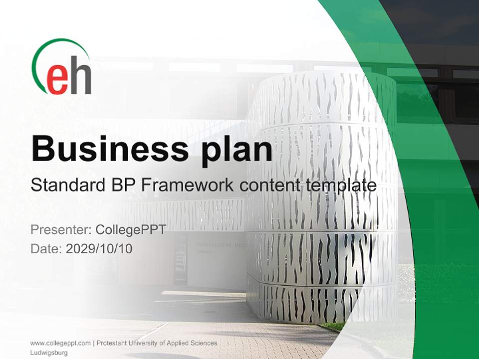Protestant University of Applied Sciences Ludwigsburg Competition/Entrepreneurship Contest PPT Template4:3 ratio PPT effect preview image9