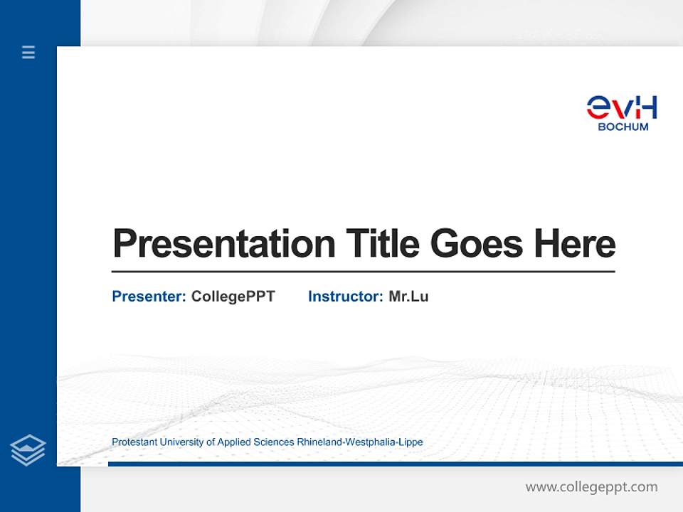 Protestant University of Applied Sciences Rhineland-Westphalia-Lippe Thesis Proposal/Graduation Defense PPT Template4:3 ratio PPT effect preview image5