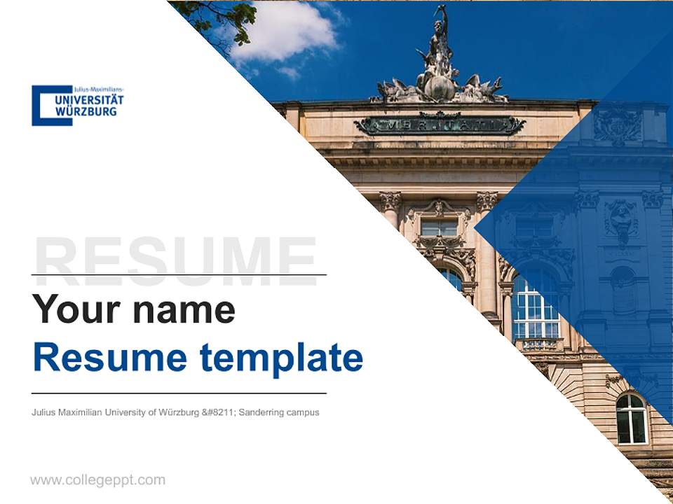 Julius Maximilian University of Würzburg – Sanderring campus Resume PPT Template4:3 ratio PPT effect preview image5