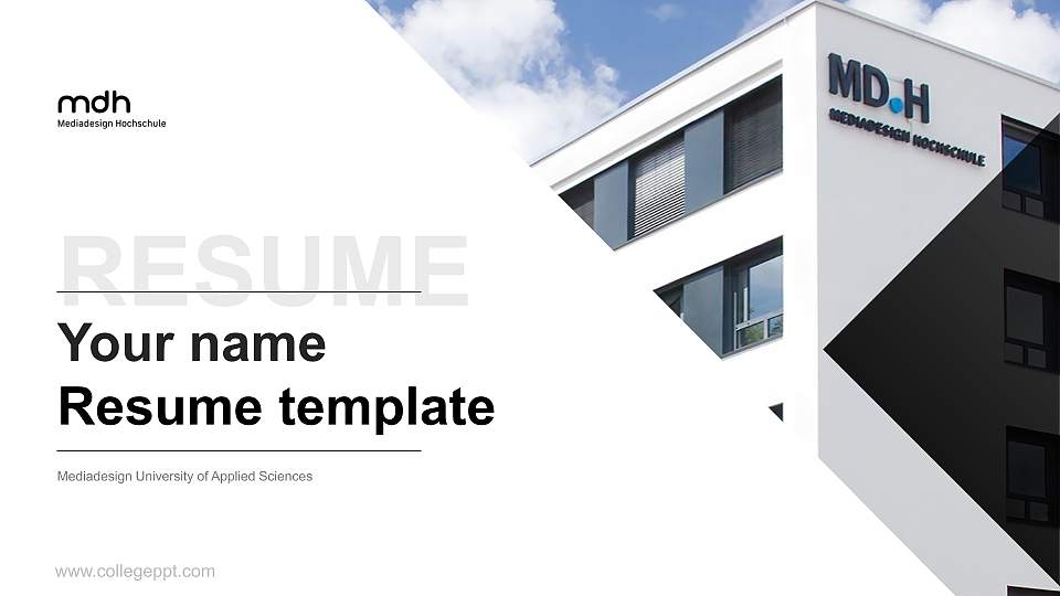 Mediadesign University of Applied Sciences Resume PPT Template16:9 ratio PPT effect preview image