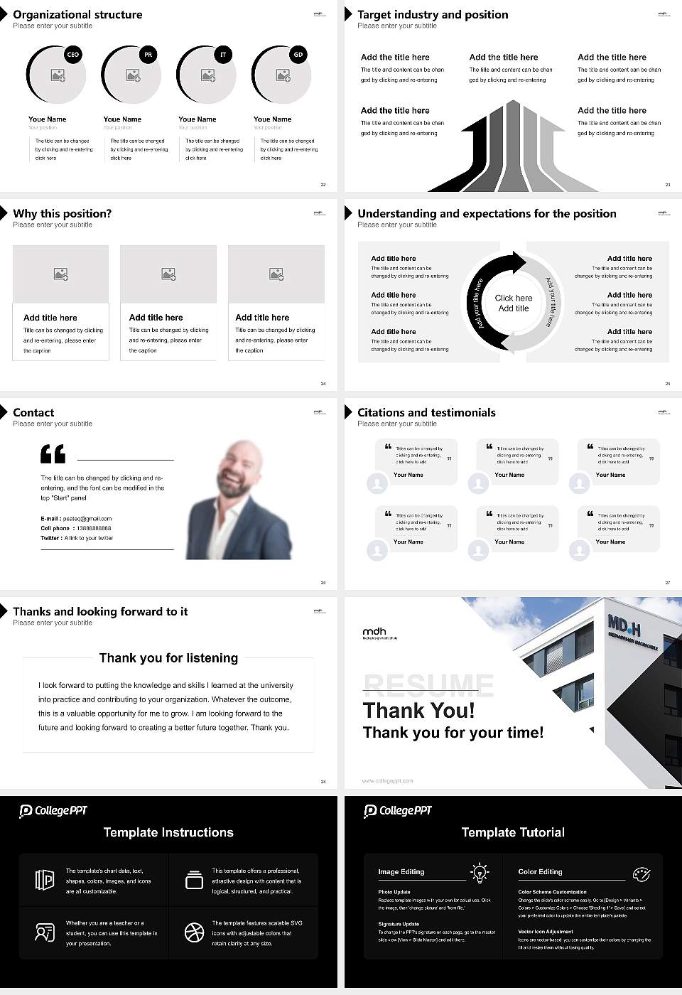 Mediadesign University of Applied Sciences Resume PPT Template16:9 ratio PPT effect preview image4