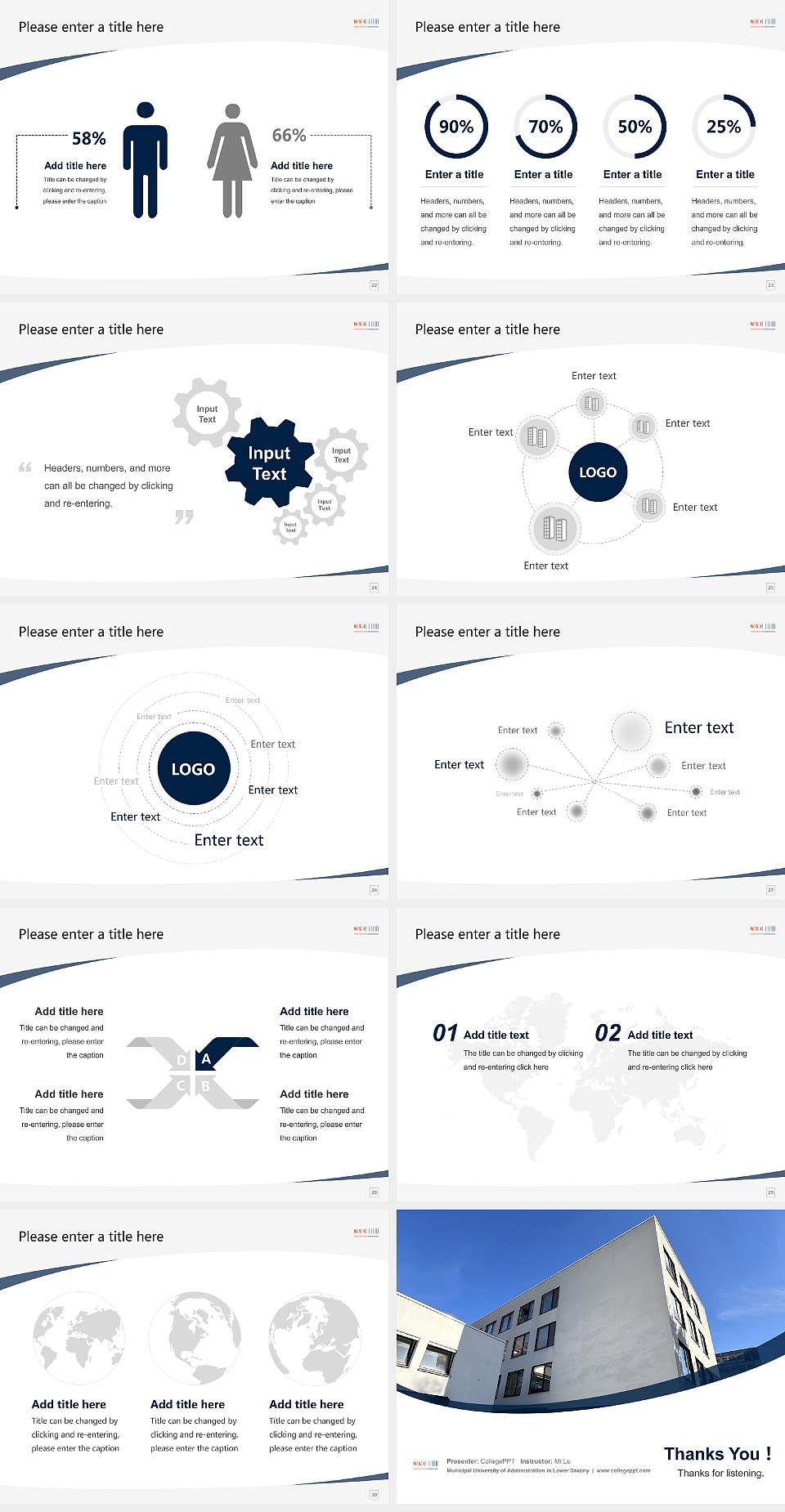 Municipal University of Administration in Lower Saxony Course/Courseware Creation PPT Template4:3 ratio PPT effect preview image4
