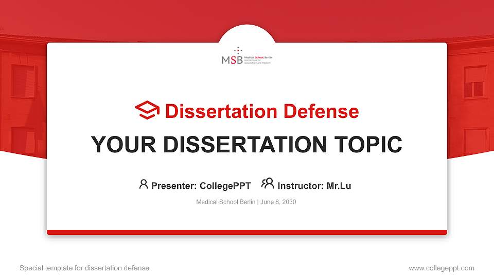 Medical School Berlin Graduation Thesis Defense PPT Template16:9 ratio PPT effect preview image