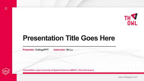 Ostwestfalen-Lippe University of Applied Sciences – Detmold campus Thesis Proposal/Graduation Defense PPT Template