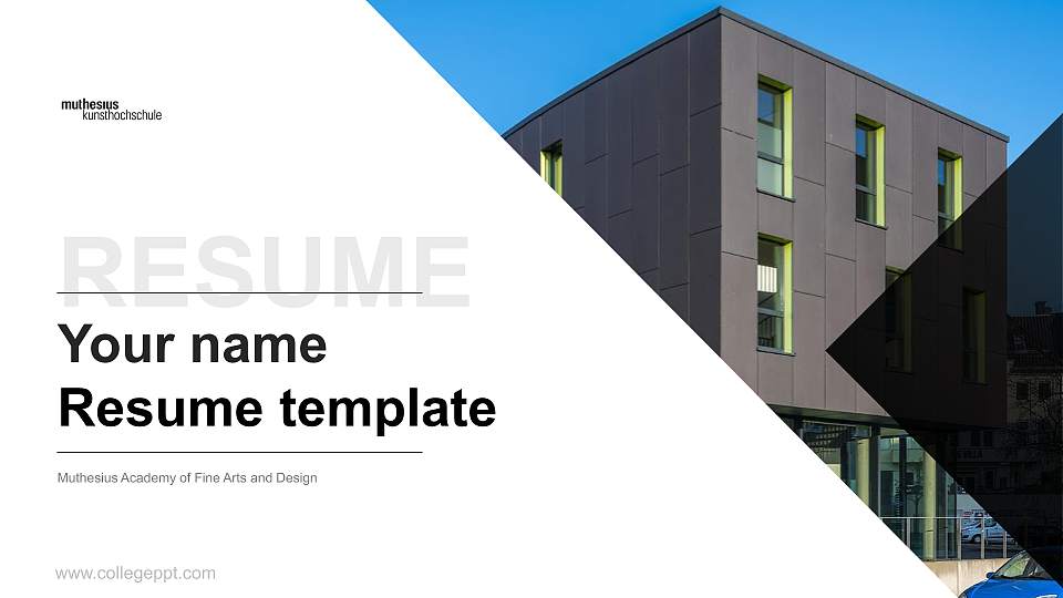 Muthesius Academy of Fine Arts and Design Resume PPT Template16:9 ratio PPT effect preview image