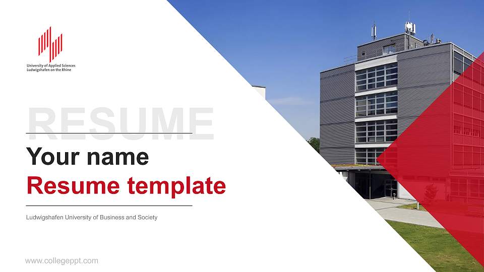 Ludwigshafen University of Business and Society Resume PPT Template16:9 ratio PPT effect preview image