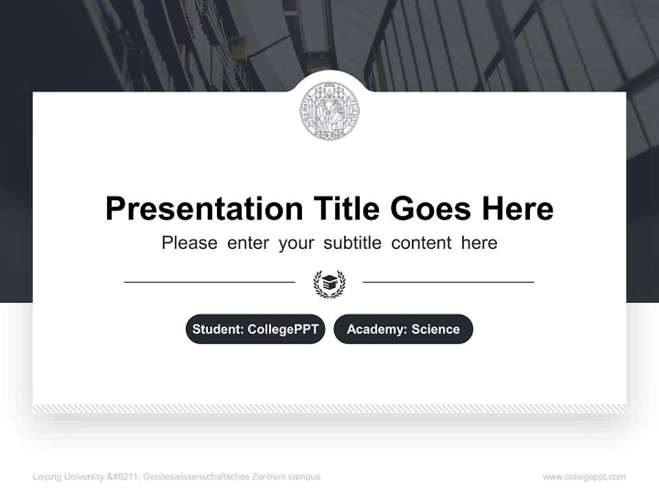 Leipzig University – Geisteswissenschaftliches Zentrum campus National Scholarship Defense PPT Template4:3 ratio PPT effect preview image4