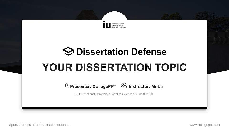 IU International University of Applied Sciences Graduation Thesis Defense PPT Template16:9 ratio PPT effect preview image