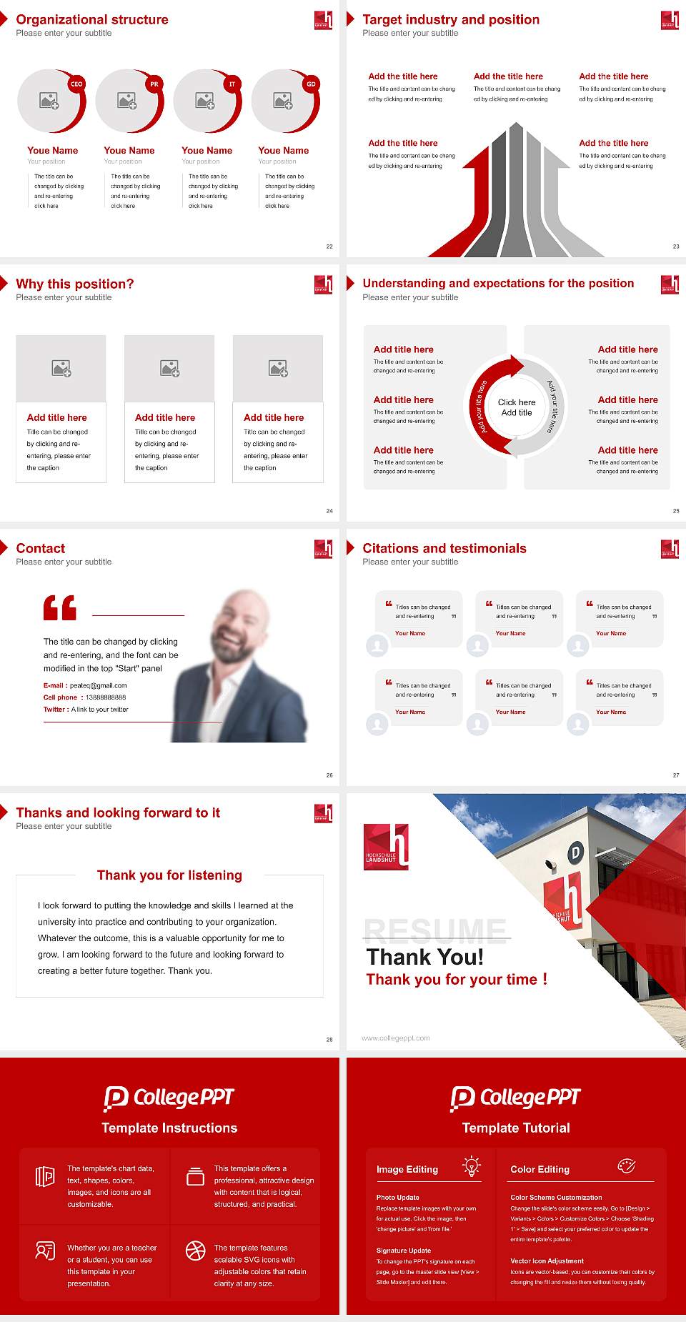 Landshut University of Applied Sciences Resume PPT Template4:3 ratio PPT effect preview image4