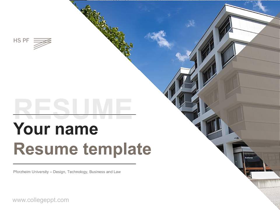 Pforzheim University – Design, Technology, Business and Law Resume PPT Template4:3 ratio PPT effect preview image5