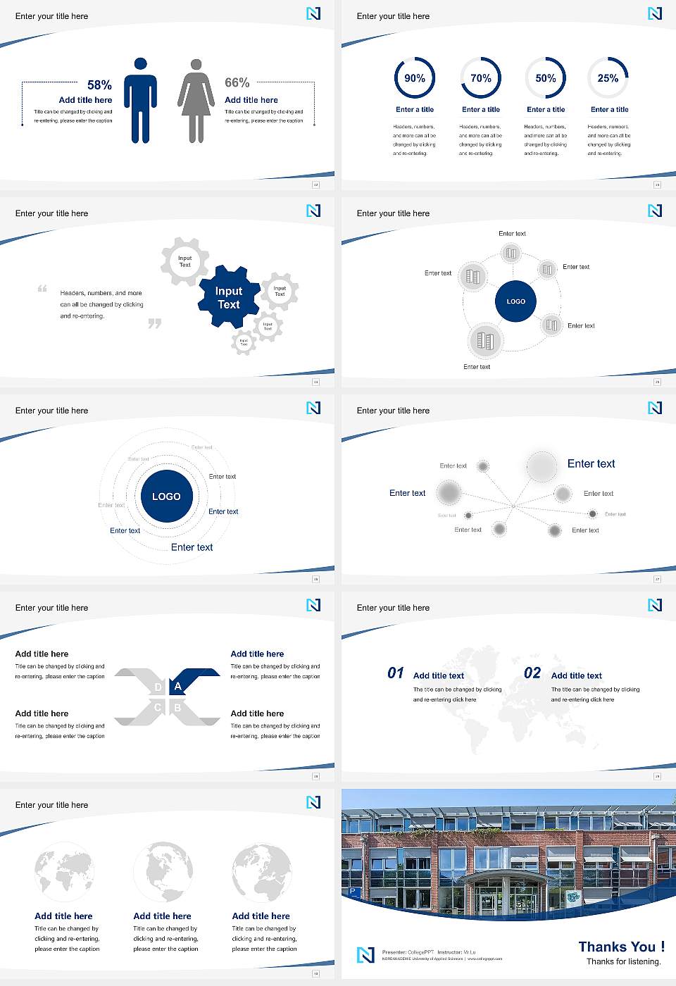 NORDAKADEMIE University of Applied Sciences Course/Courseware Creation PPT Template16:9 ratio PPT effect preview image4