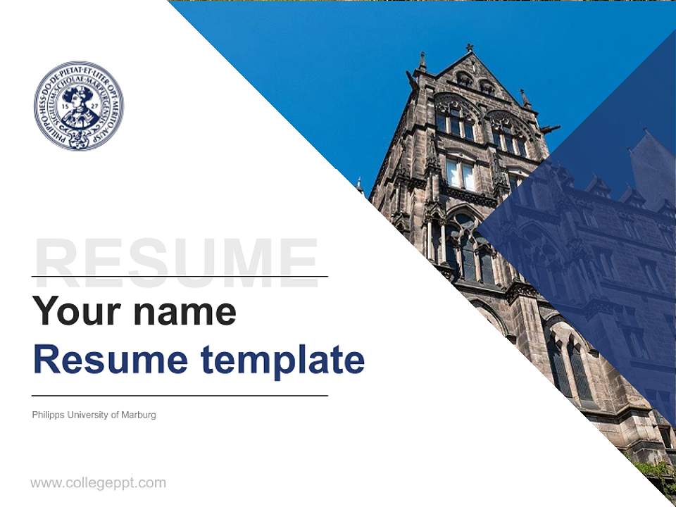 Philipps University of Marburg Resume PPT Template4:3 ratio PPT effect preview image5