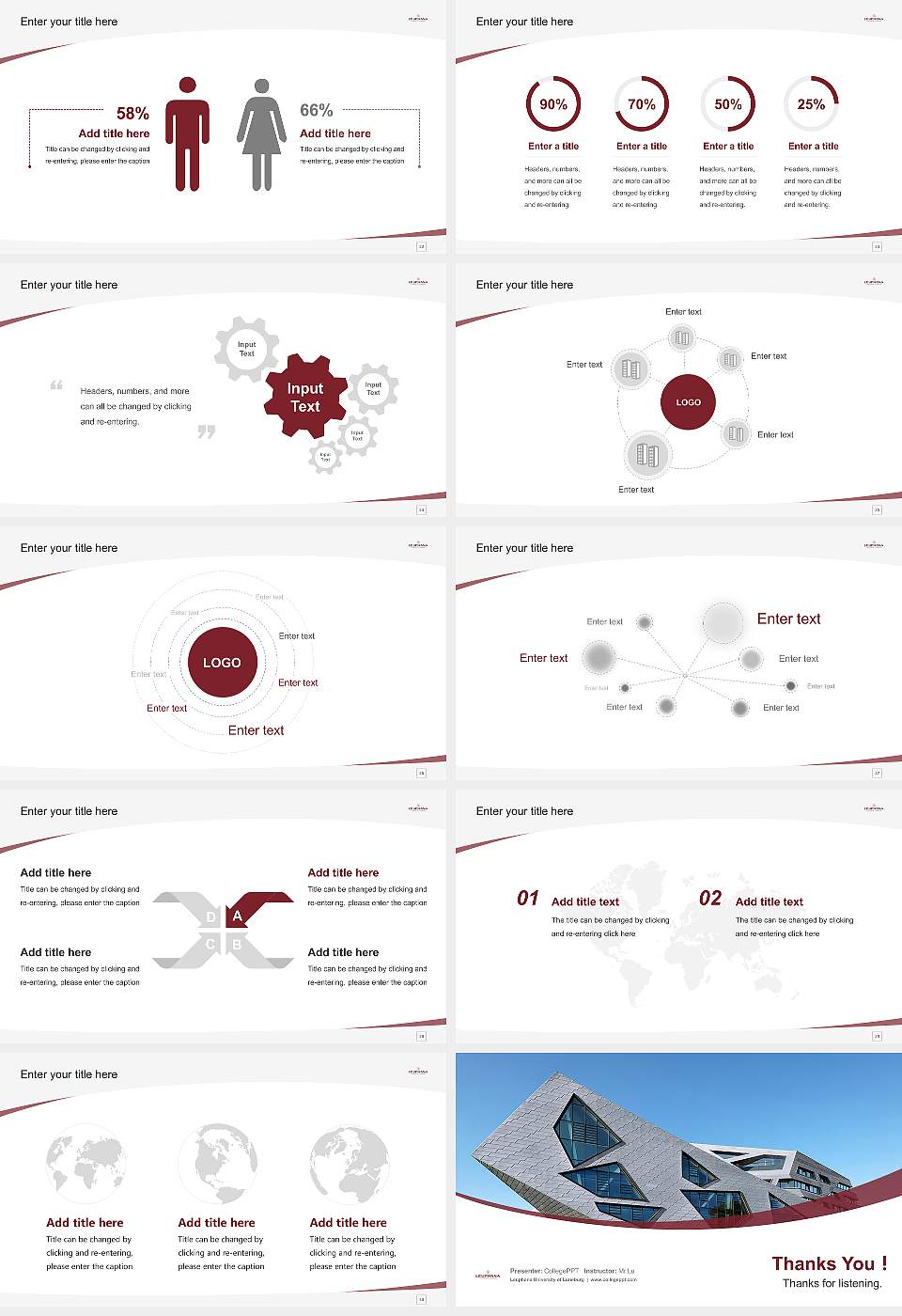 Leuphana University of Lüneburg Course/Courseware Creation PPT Template16:9 ratio PPT effect preview image4