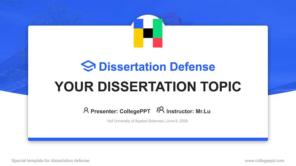 Hof University of Applied Sciences Graduation Thesis Defense PPT Template16:9 ratio PPT effect preview image
