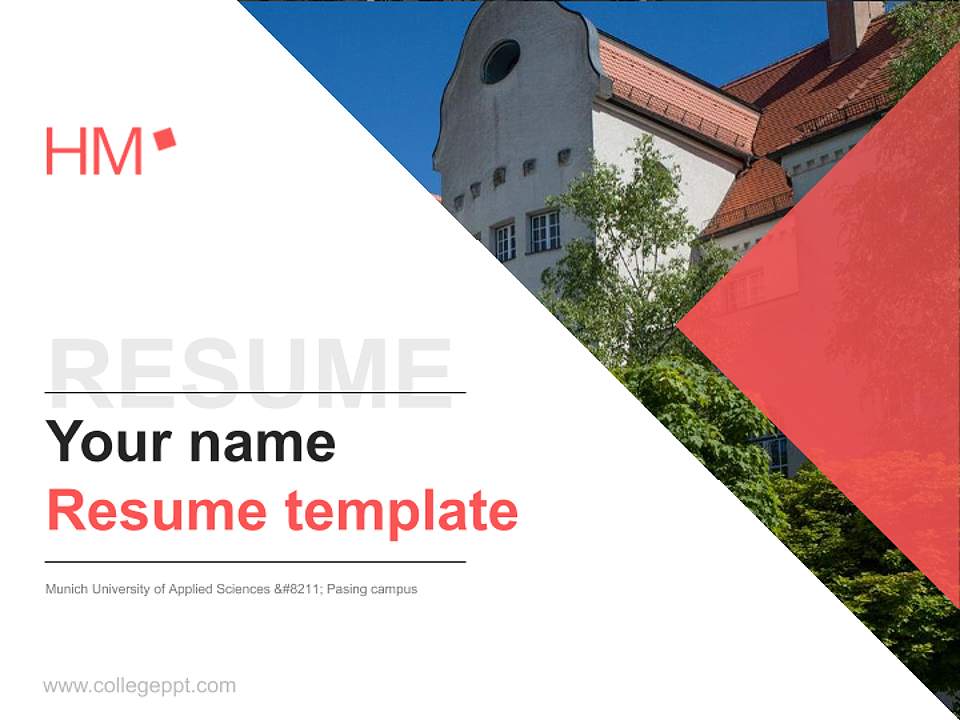 Munich University of Applied Sciences – Pasing campus Resume PPT Template4:3 ratio PPT effect preview image5