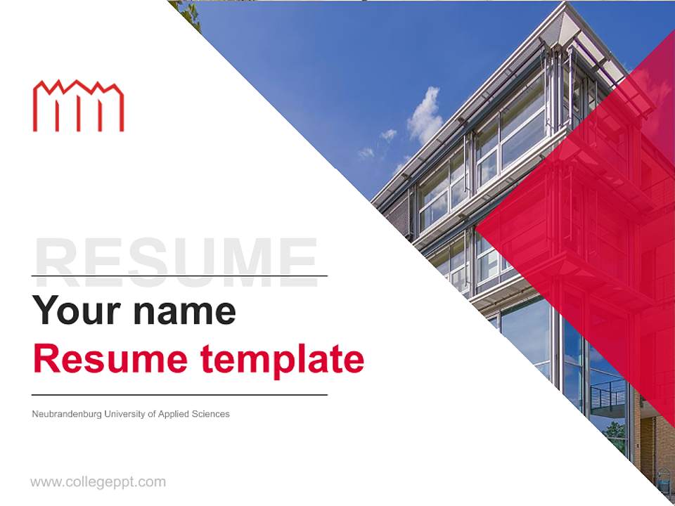 Neubrandenburg University of Applied Sciences Resume PPT Template4:3 ratio PPT effect preview image5
