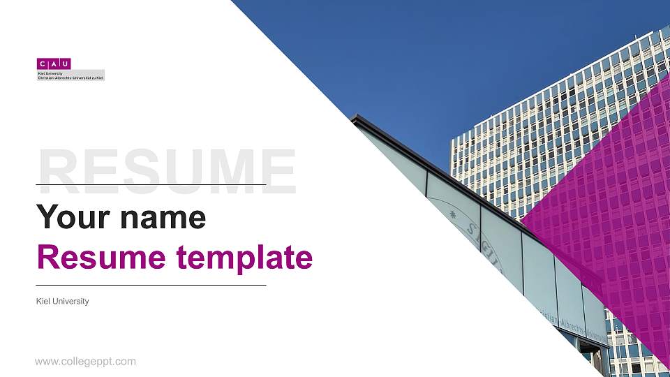 Kiel University Resume PPT Template16:9 ratio PPT effect preview image