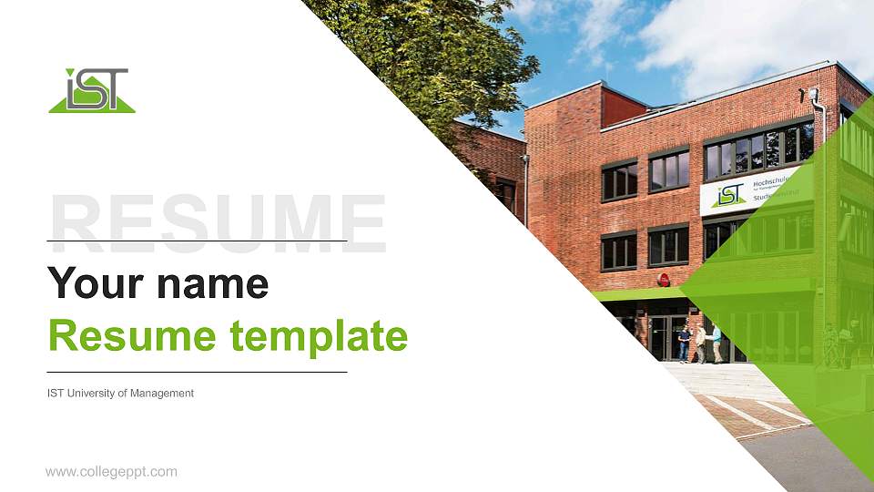 IST University of Management Resume PPT Template16:9 ratio PPT effect preview image