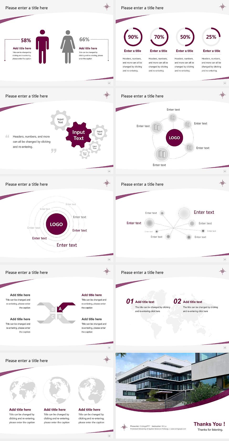 Protestant University of Applied Sciences Freiburg Course/Courseware Creation PPT Template4:3 ratio PPT effect preview image4
