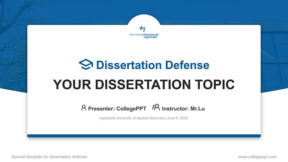 Ingolstadt University of Applied Sciences Graduation Thesis Defense PPT Template16:9 ratio PPT effect preview image