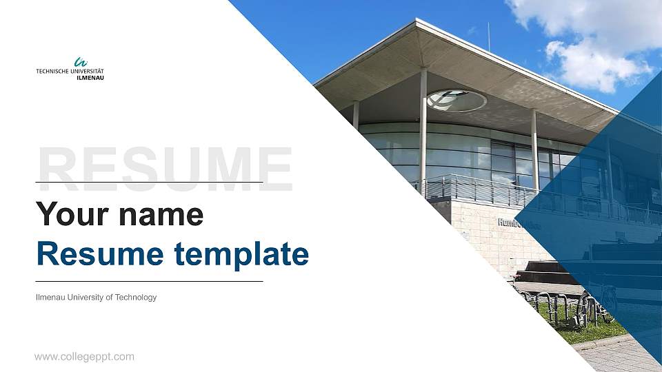 Ilmenau University of Technology Resume PPT Template16:9 ratio PPT effect preview image